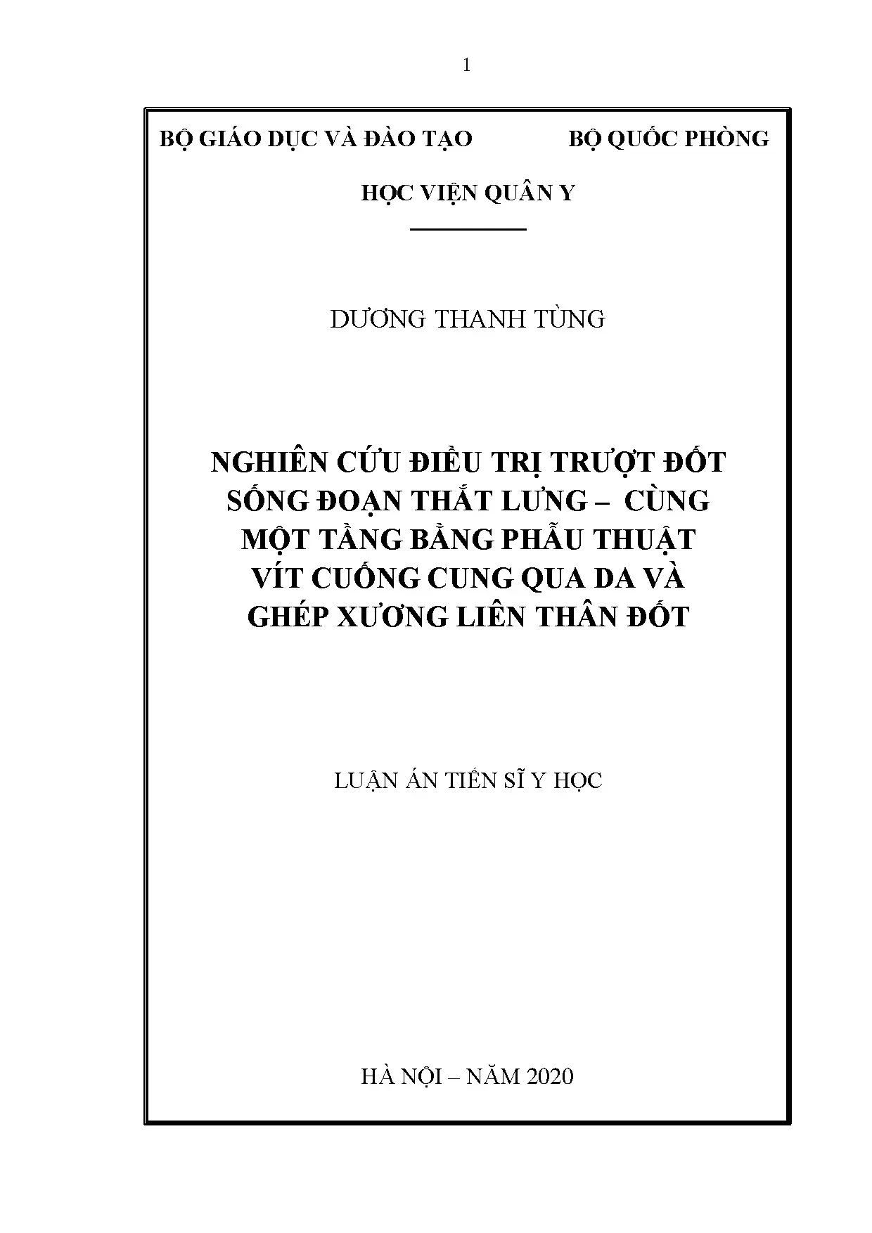 Nghiên cứu điều trị trượt đốt sống thắt lưng cùng một tầng bằng phẫu thuật vít cuống cung qua da và ghép xương liên thân đốt
