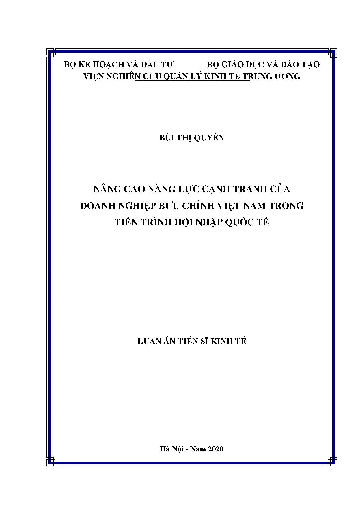 Nâng cao năng lực cạnh tranh doanh nghiệp bưu chính Việt Nam hội nhập