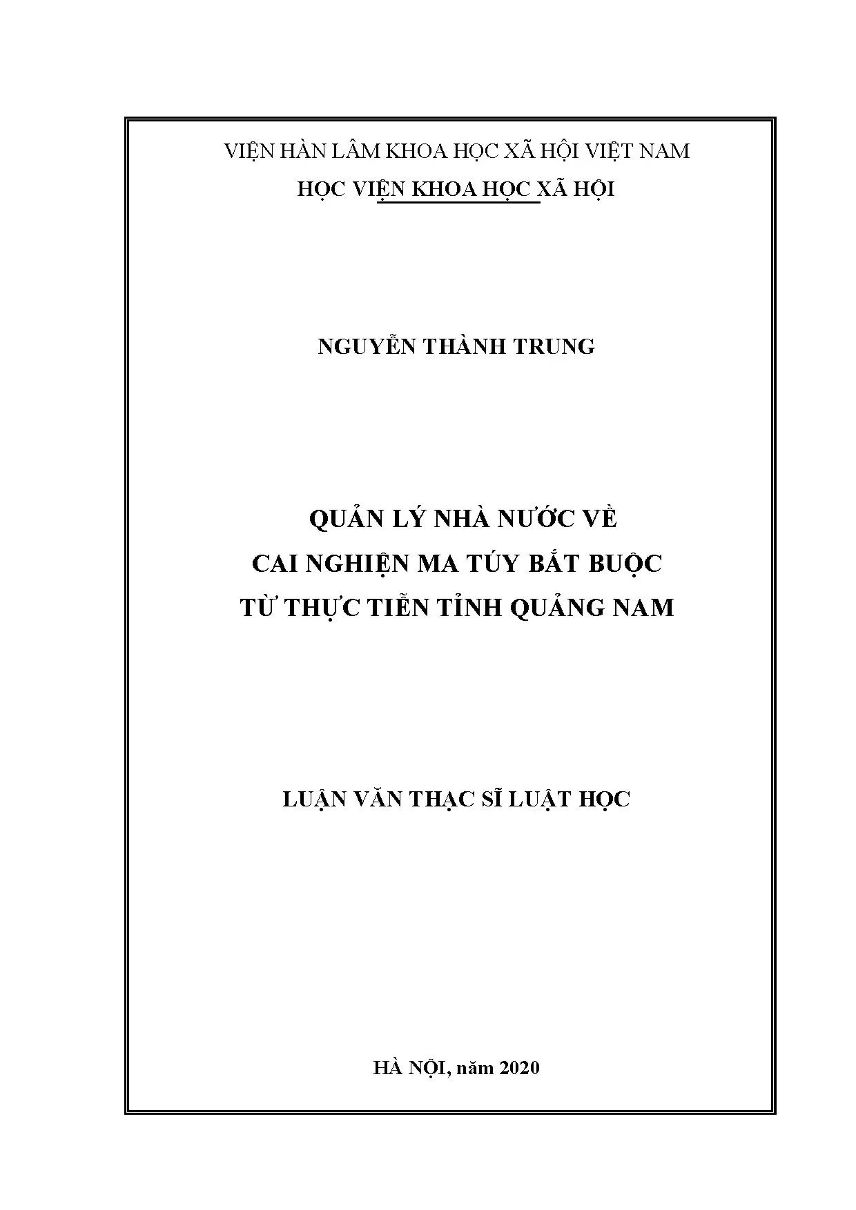 Quản lý nhà nước về cai nghiện ma túy bắt buộc Quảng Nam