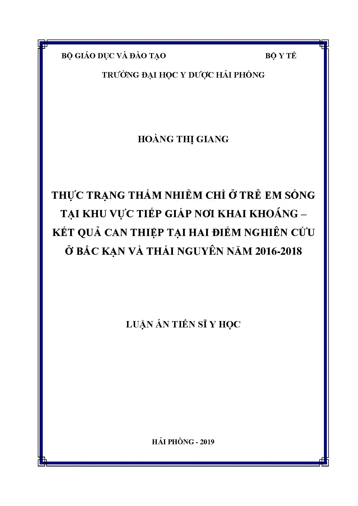 Thực trạng nhiễm chì ở trẻ em khu vực khai khoáng Bắc Kạn - Thái Nguyên