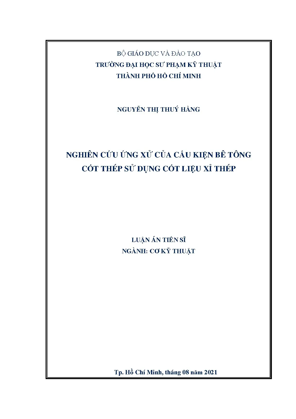 Luận án nghiên cứu ứng xử bê tông cốt thép sử dụng xỉ thép