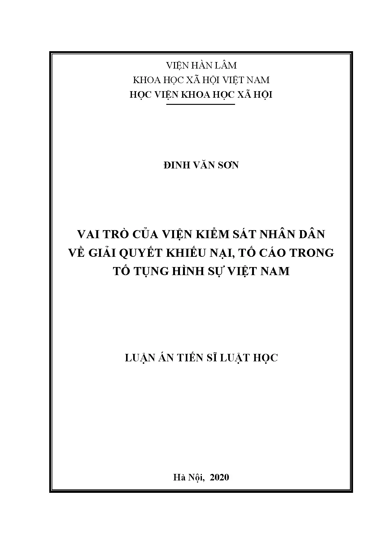 Vai trò Viện Kiểm sát trong giải quyết khiếu tố hình sự