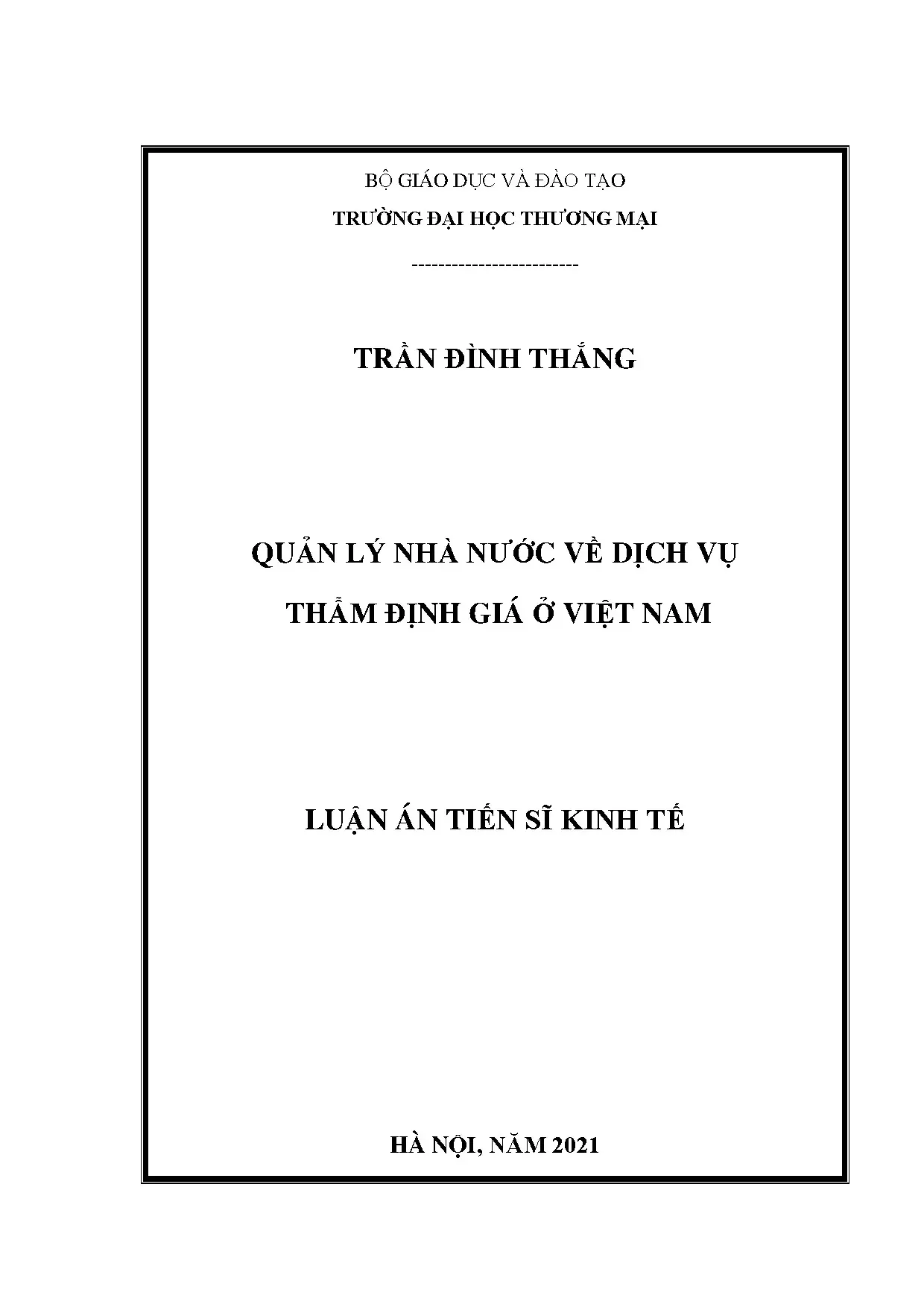 Quản lý nhà nước về dịch vụ thẩm định giá ở Việt Nam