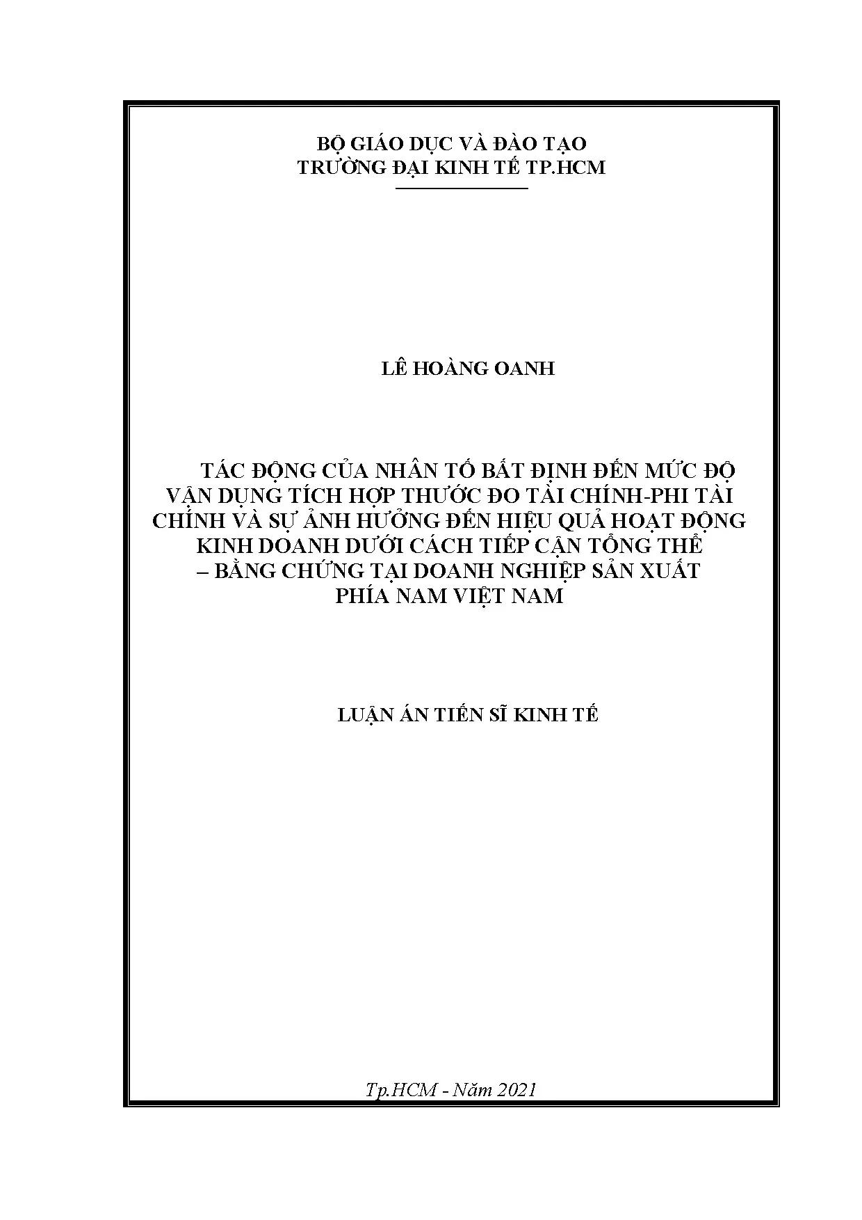 Tác động nhân tố bất định đến hiệu quả kinh doanh doanh nghiệp sản xuất