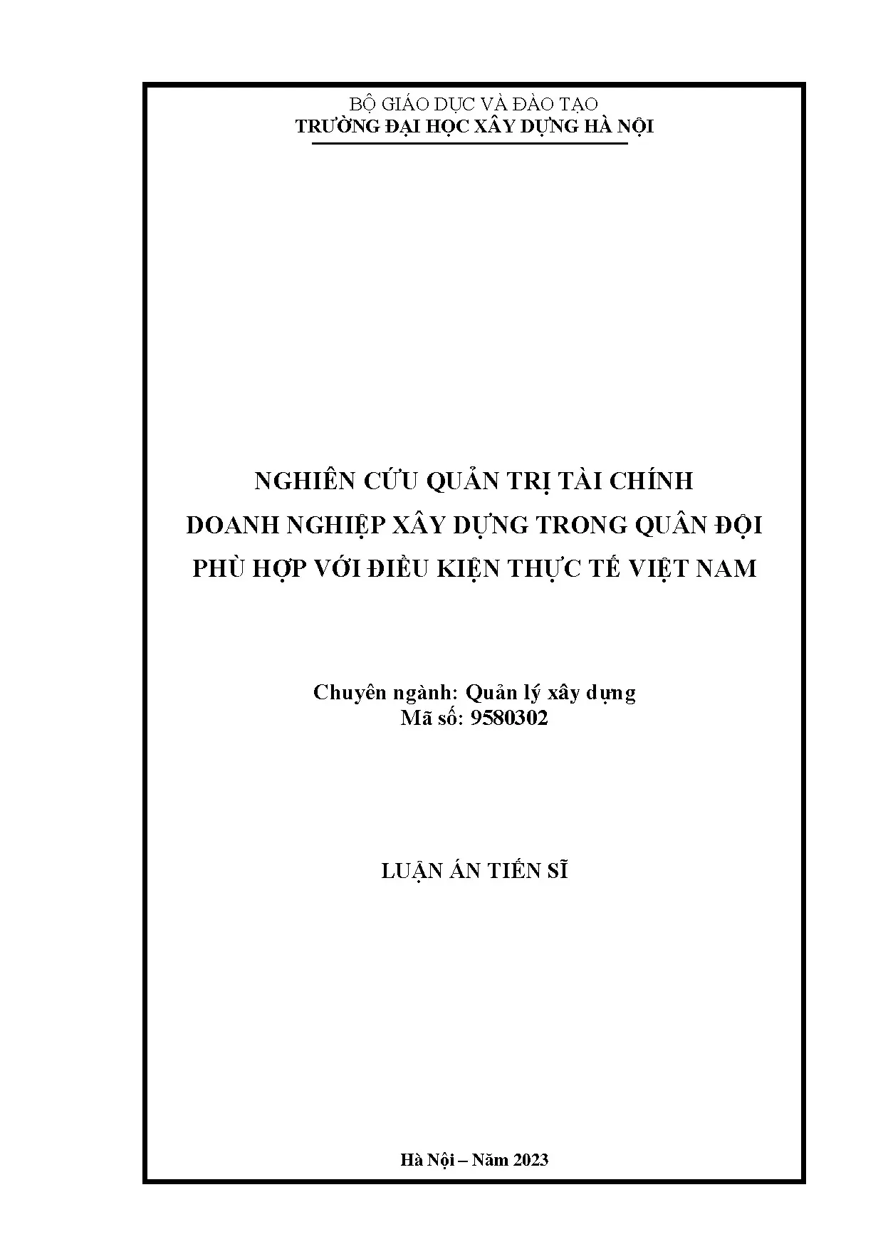 Luận án quản trị tài chính doanh nghiệp xây dựng quân đội Việt Nam