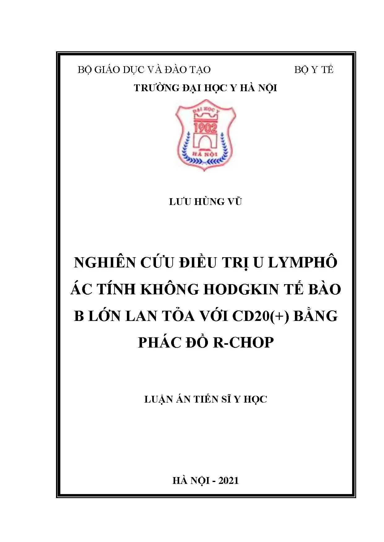 Điều trị u lymphô B lớn lan tỏa CD20 bằng phác đồ R-CHOP