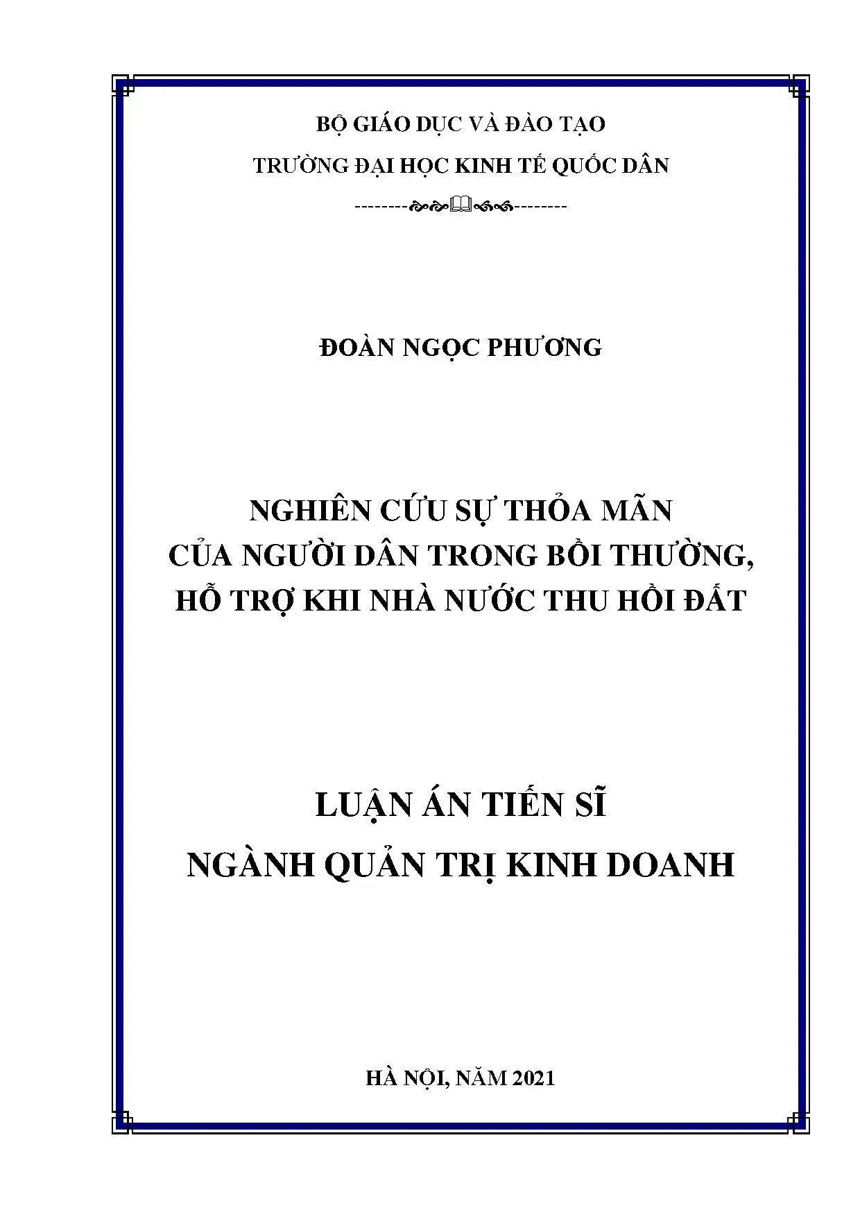 Nghiên cứu sự thỏa mãn người dân khi bồi thường thu hồi đất