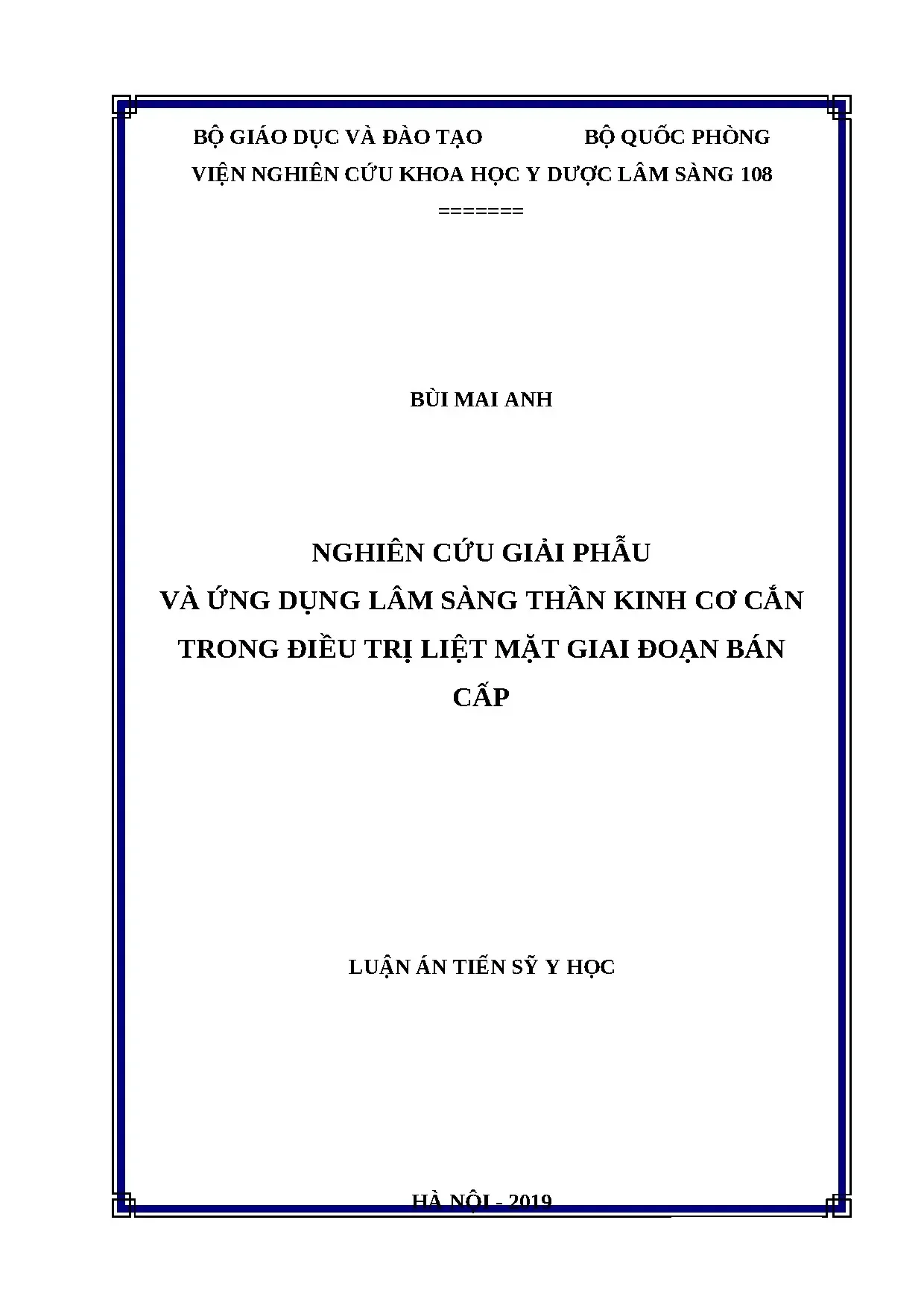 Nghiên cứu giải phẫu thần kinh cơ cắn trong điều trị liệt mặt