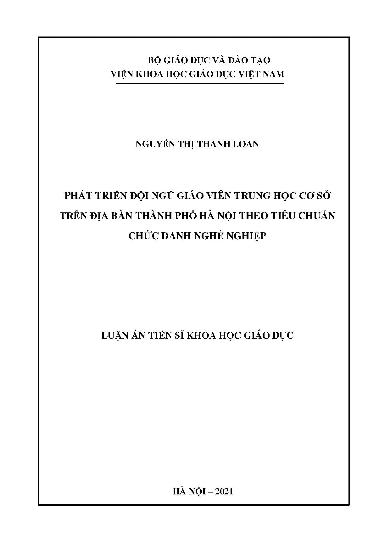 Phát triển đội ngũ giáo viên THCS Hà Nội theo tiêu chuẩn nghề nghiệp
