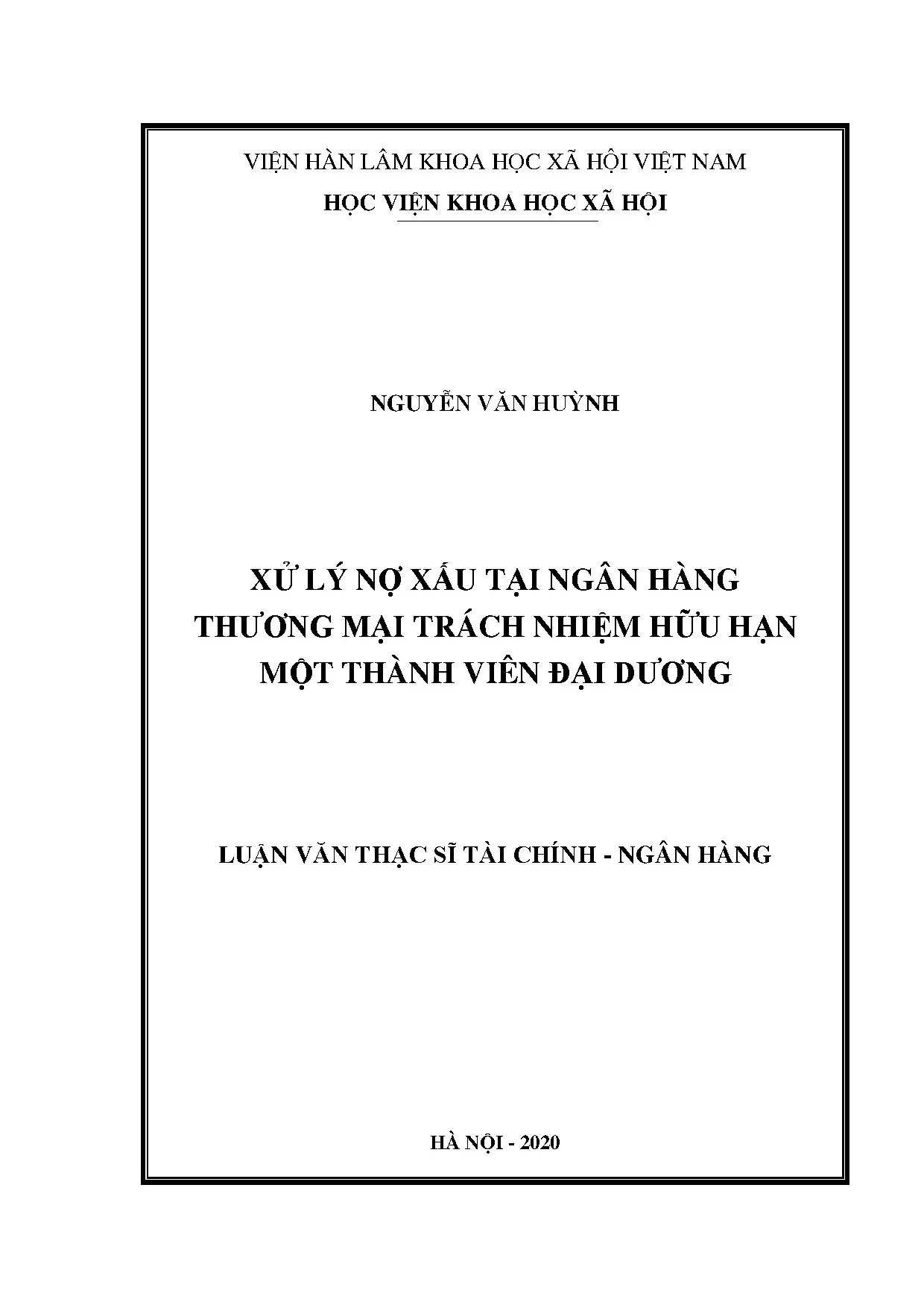 Xử lý nợ xấu trong hoạt động cho vay ngân hàng thương mại