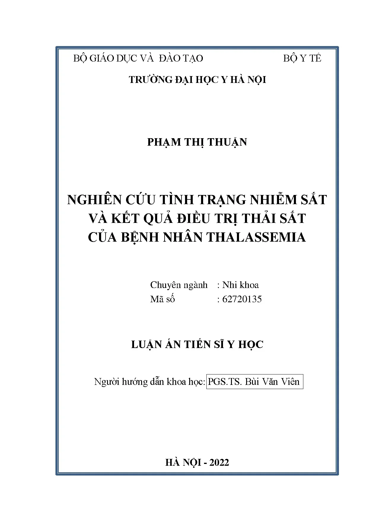 Nghiên cứu nhiễm sắt và thải sắt ở bệnh nhân thalassemia