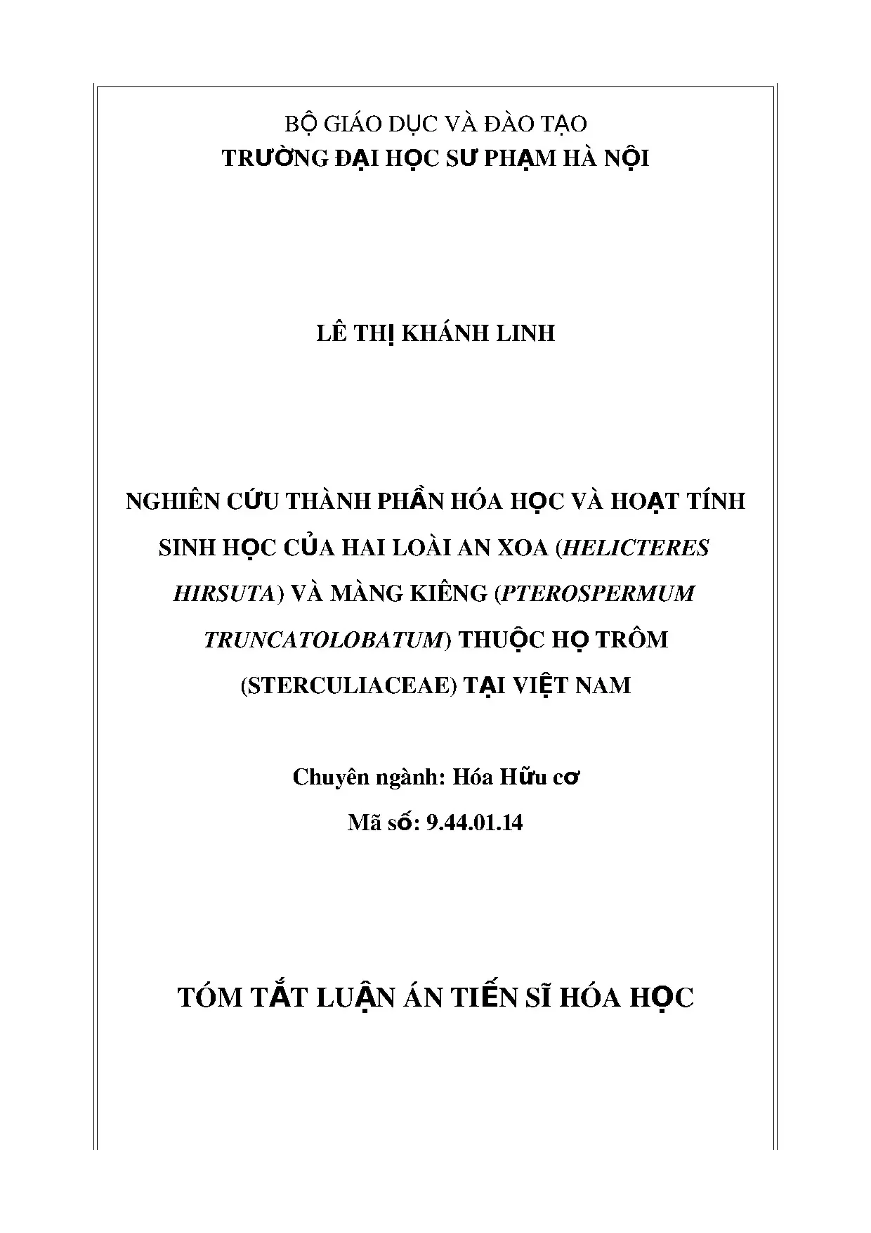 Nghiên cứu thành phần hóa học và hoạt tính sinh học cây An xoa, Màng kiêng