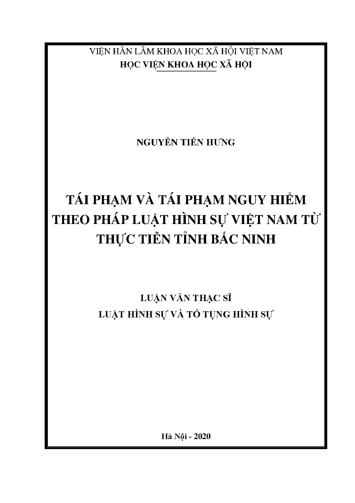 Tái phạm nguy hiểm theo Luật Hình sự Việt Nam: Thực tiễn Bắc Ninh