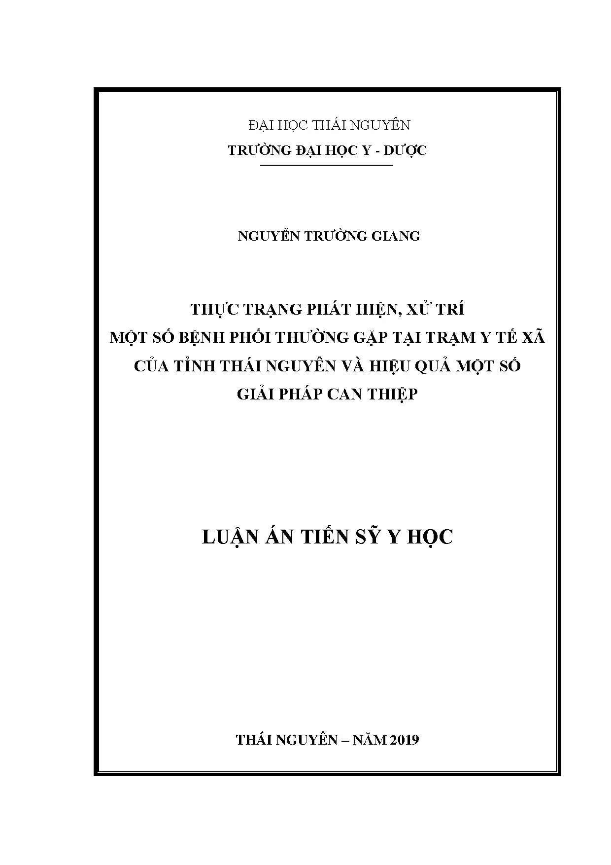 Thực trạng phát hiện xử trí bệnh phổi thường gặp tại Thái Nguyên