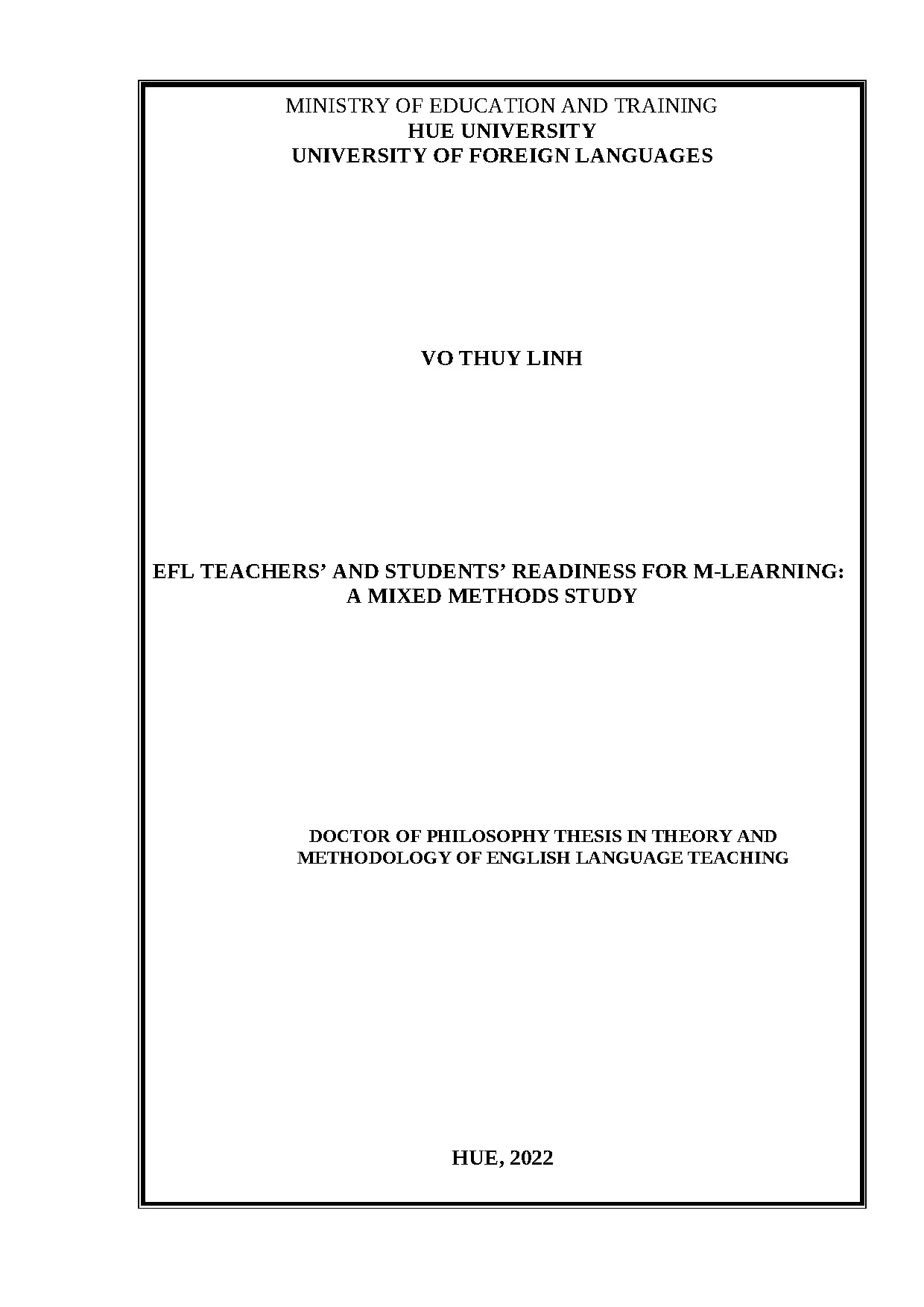 Sẵn sàng học M-learning của giáo viên và học sinh EFL