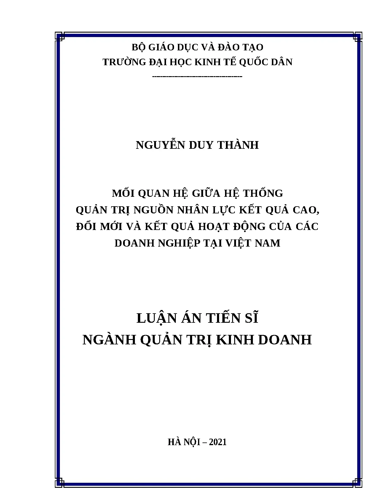 Hệ thống quản trị nguồn nhân lực cao tác động kết quả doanh nghiệp