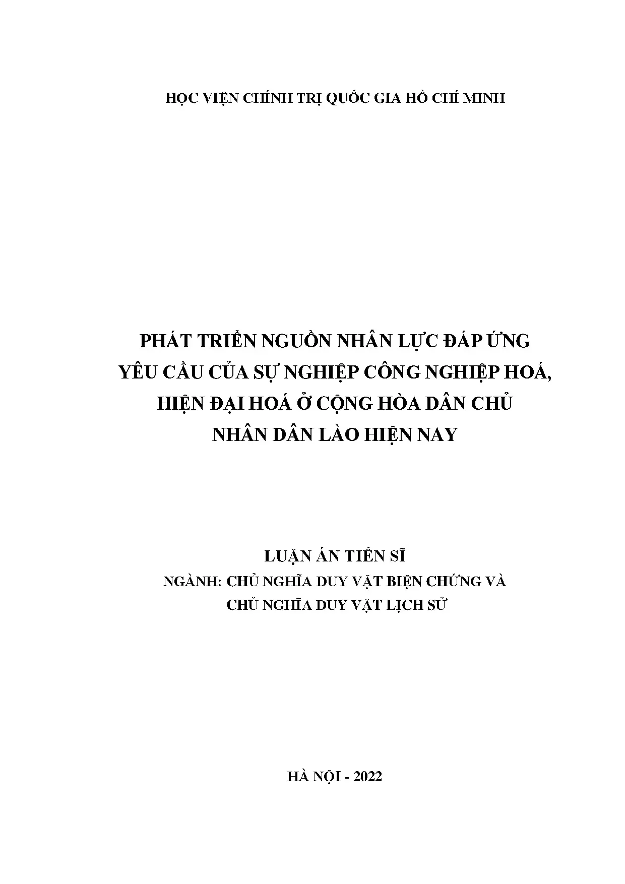 Phát triển nguồn nhân lực Lào đáp ứng CNH, HĐH (2022)