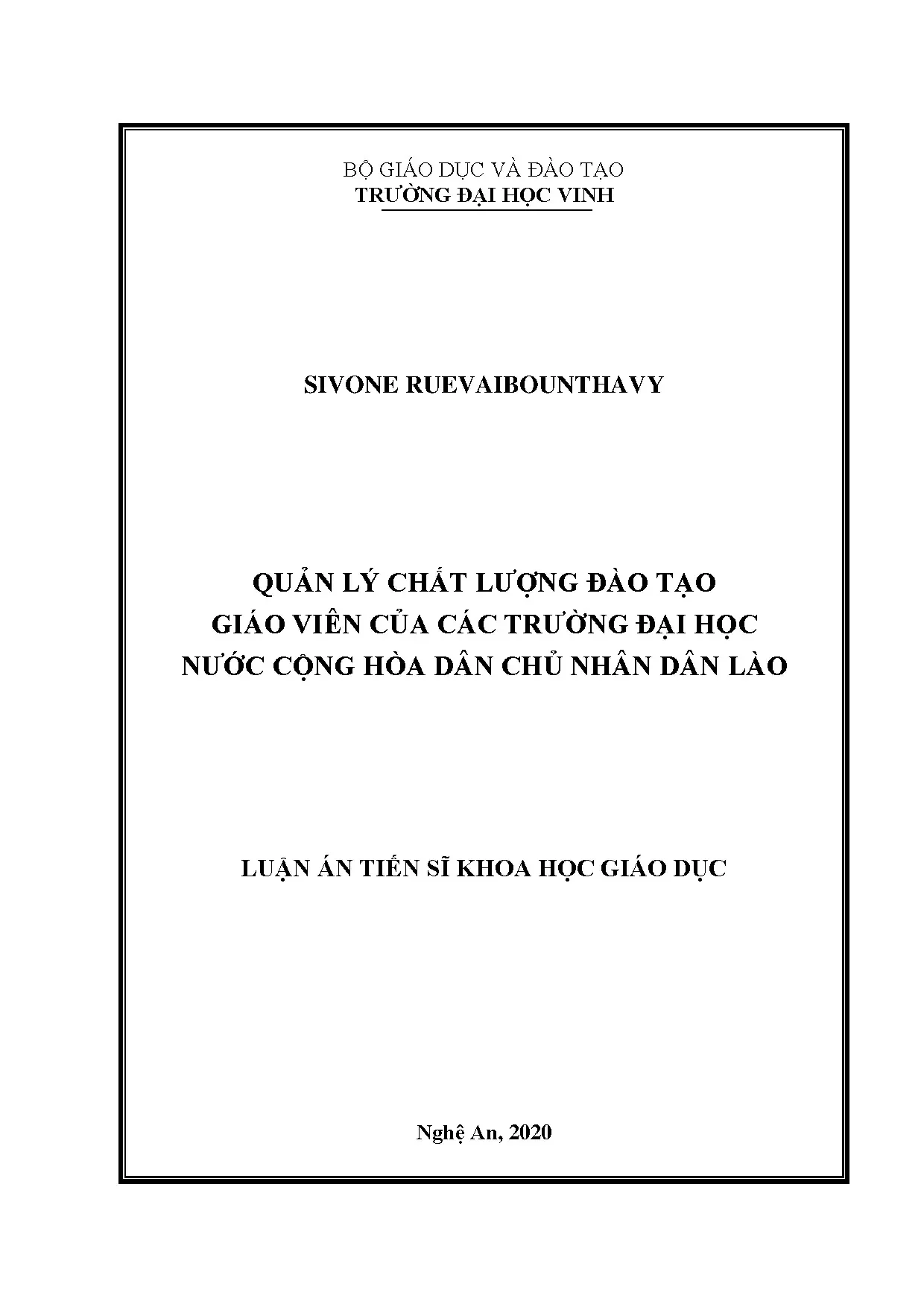 Quản lý chất lượng đào tạo giáo viên các trường đại học Lào