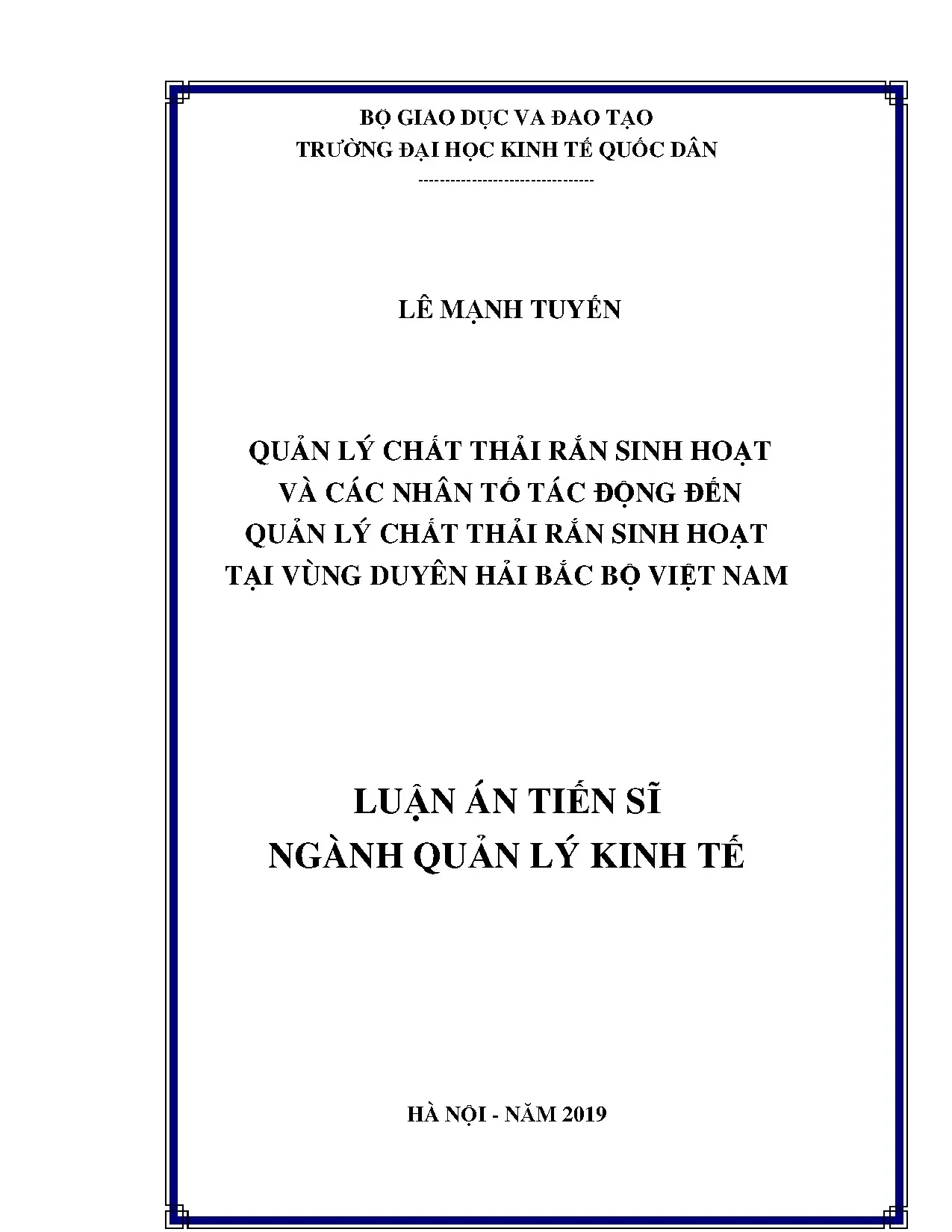 Quản lý chất thải rắn sinh hoạt vùng duyên hải Bắc Bộ