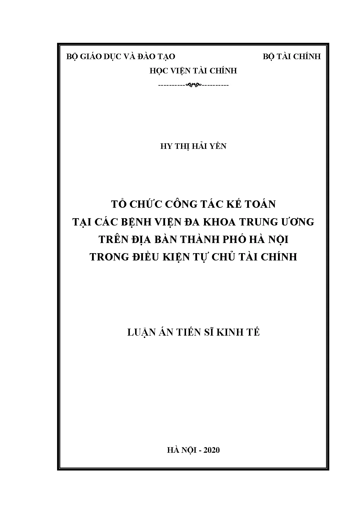 Tổ chức công tác kế toán tại bệnh viện đa khoa trung ương Hà Nội
