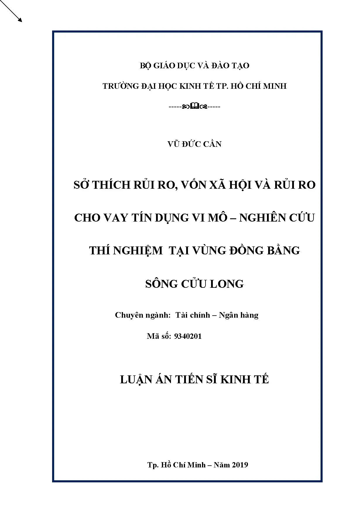 Luận án tiến sĩ sở thích rủi ro, vốn xã hội và rủi ro tín dụng vi mô