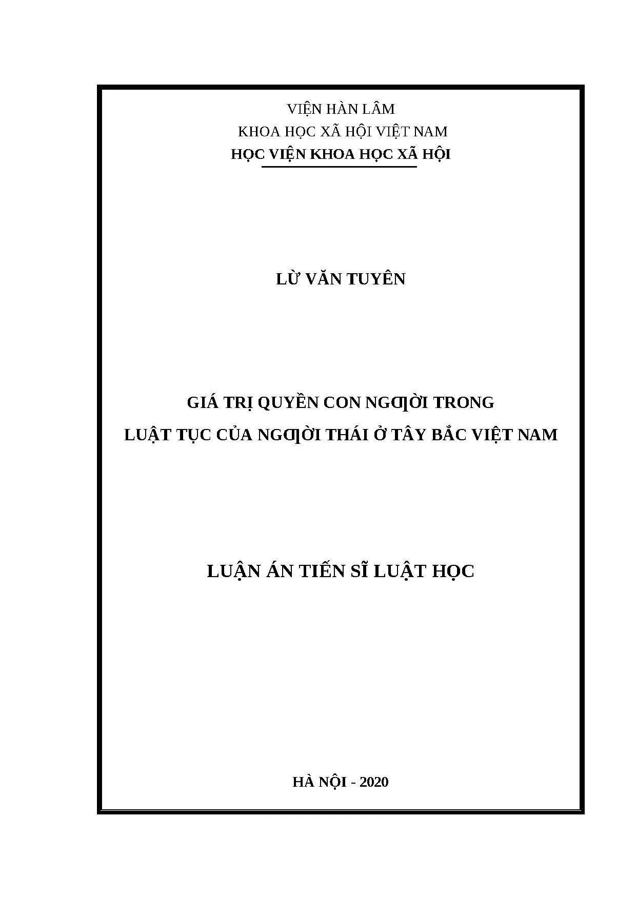 Giá trị quyền con người trong luật tục người Thái Tây Bắc Việt Nam