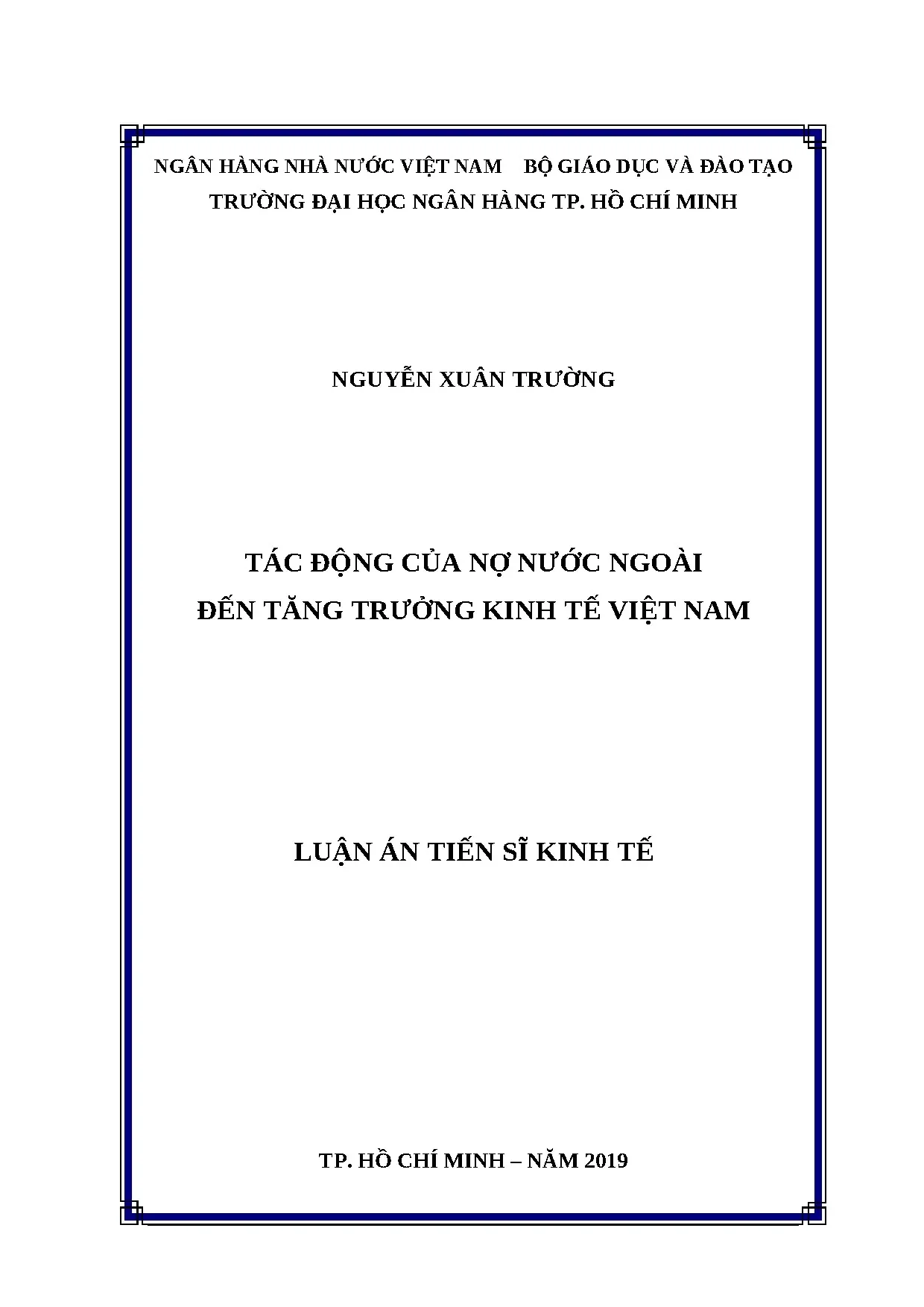 Tác động của nợ nước ngoài đến tăng trưởng kinh tế Việt Nam (2000-2016)