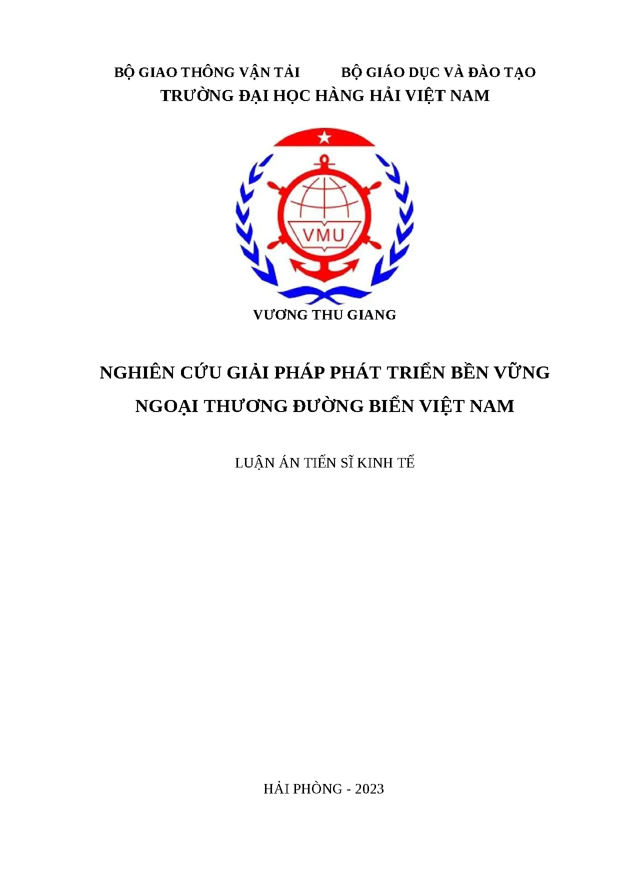 Luận án tiến sĩ: Giải pháp phát triển bền vững ngoại thương đường biển Việt Nam