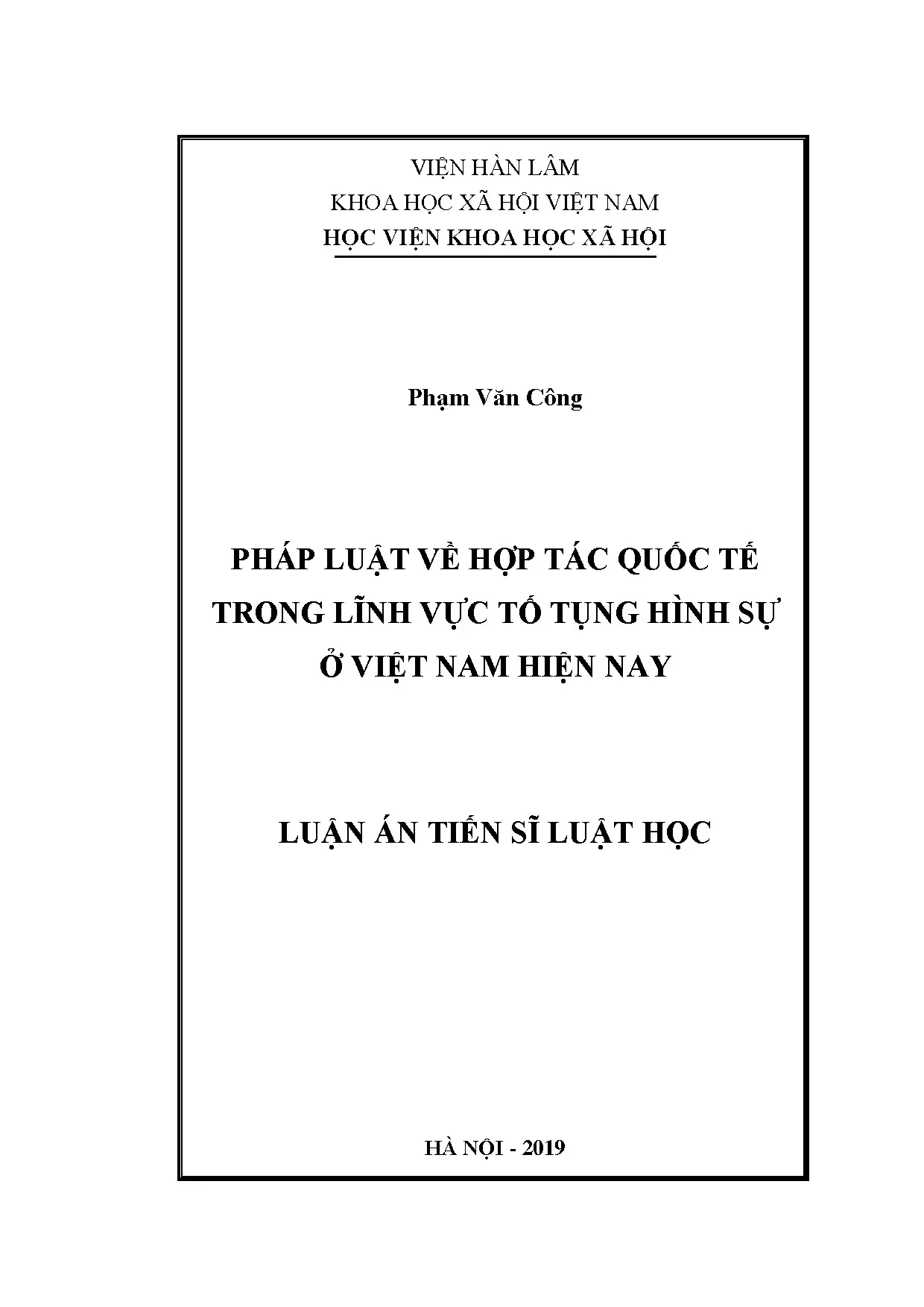 Luận án pháp luật hợp tác quốc tế tố tụng hình sự Việt Nam