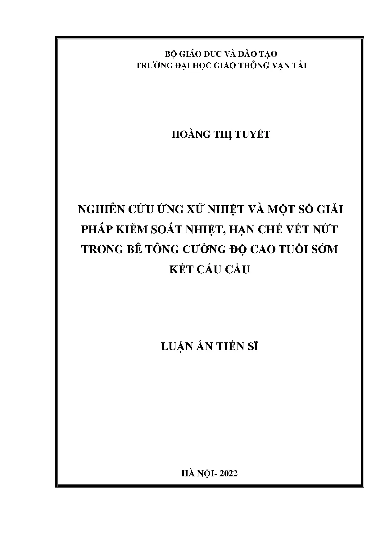 Nghiên cứu ứng xử nhiệt và kiểm soát nhiệt trong bê tông cường độ cao