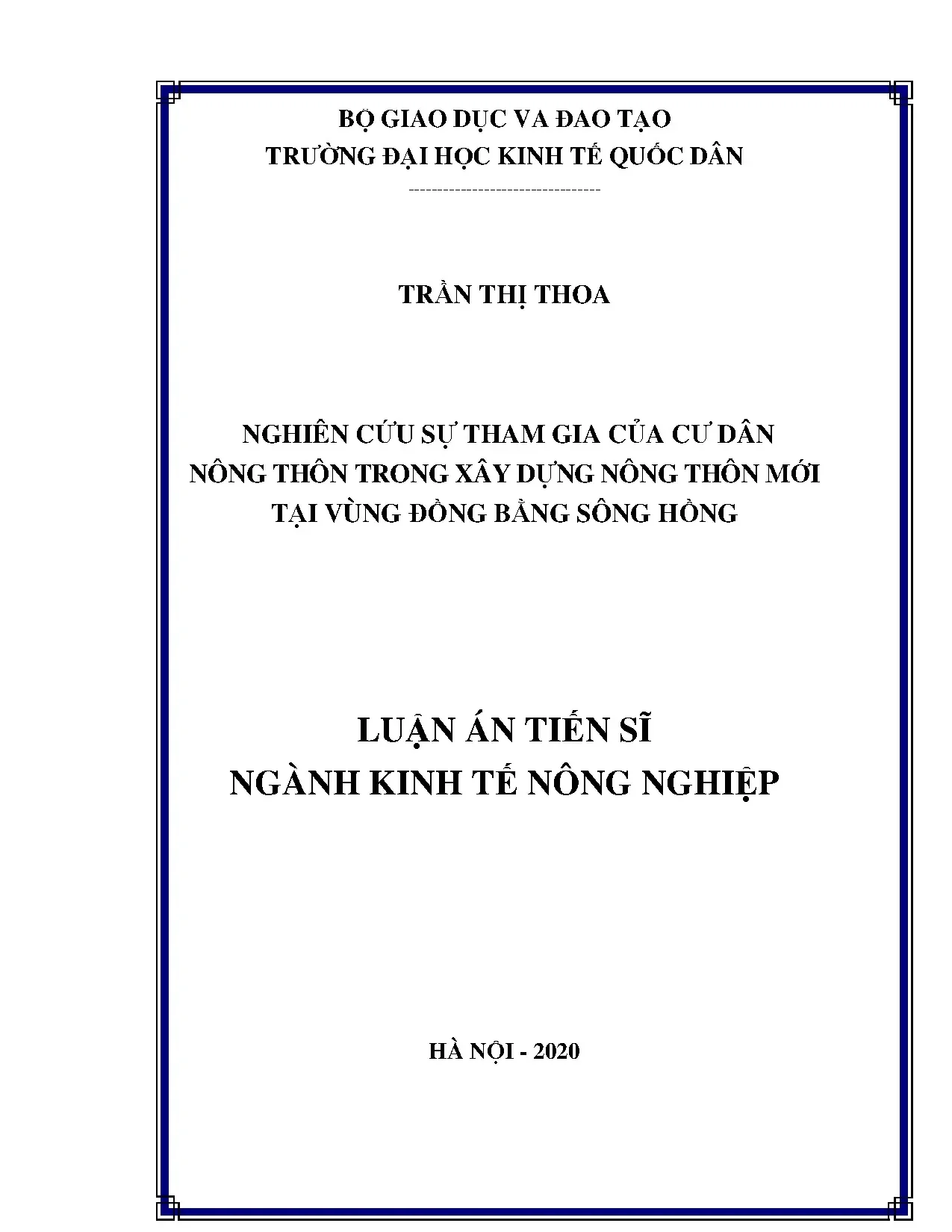 Sự tham gia cư dân nông thôn xây dựng nông thôn mới tại Đồng bằng sông Hồng