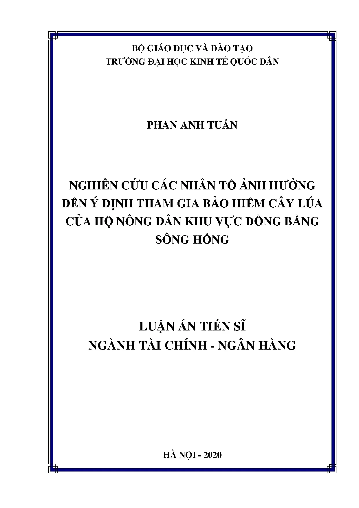Ý định tham gia bảo hiểm cây lúa hộ nông dân đồng bằng sông Hồng