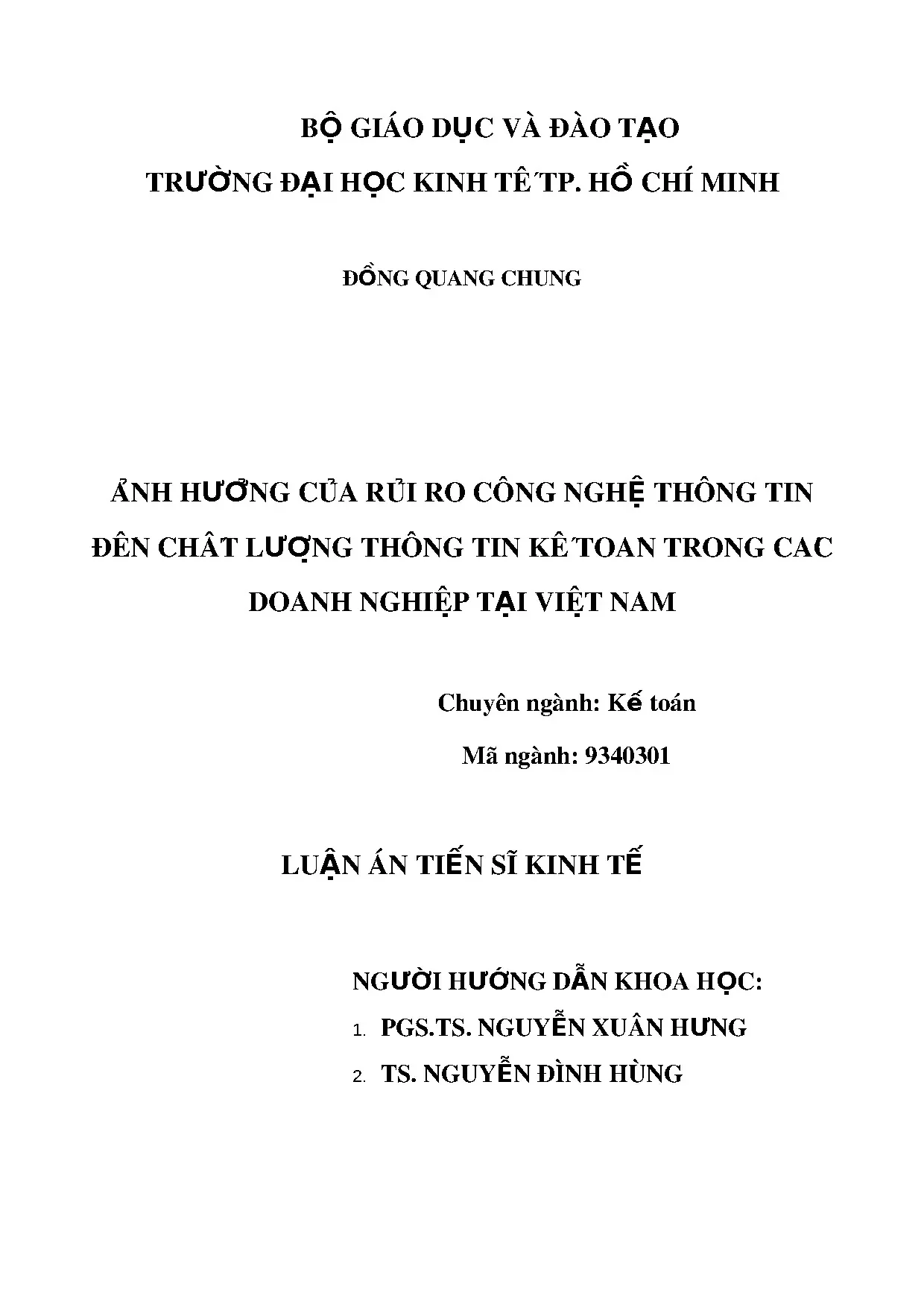 Rủi ro CNTT ảnh hưởng chất lượng thông tin kế toán tại doanh nghiệp Việt Nam