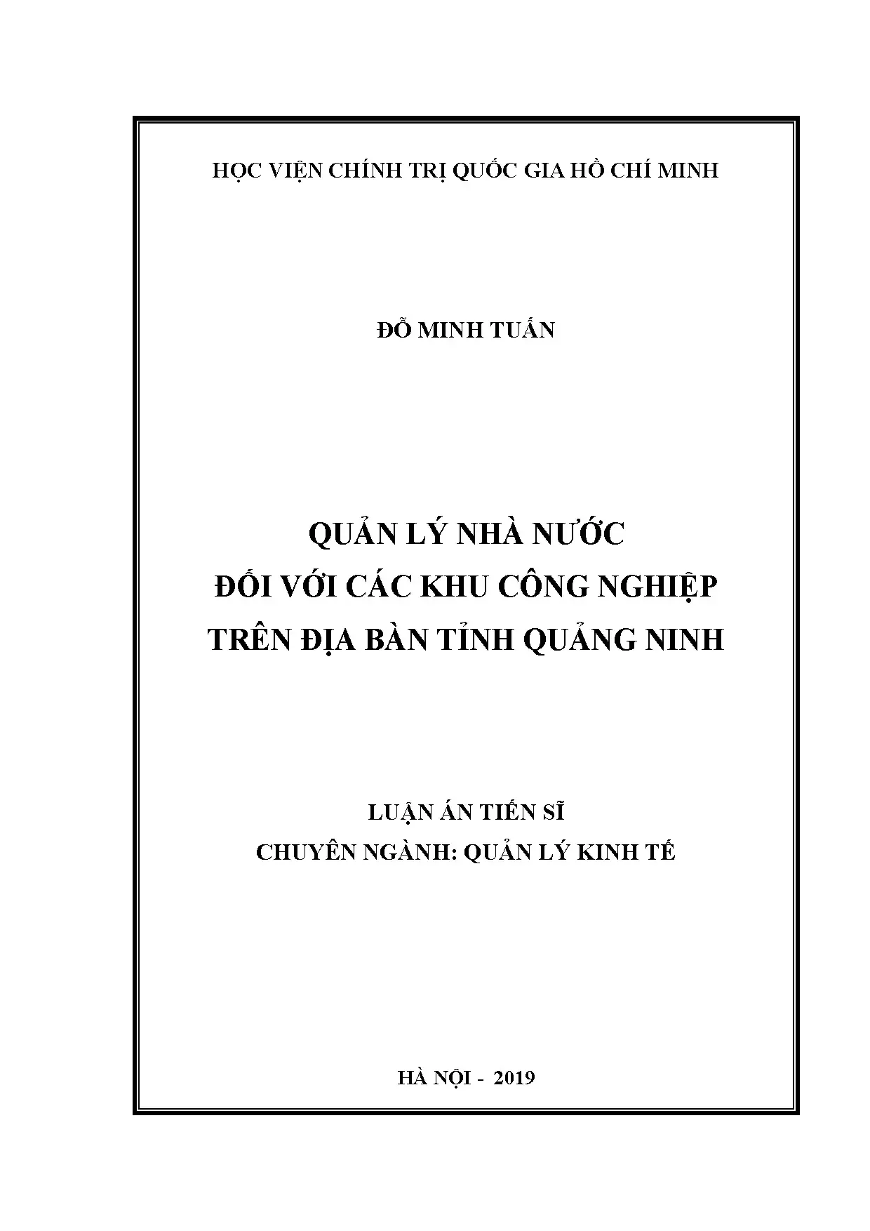 Luận án tiến sĩ quản lý nhà nước khu công nghiệp Quảng Ninh