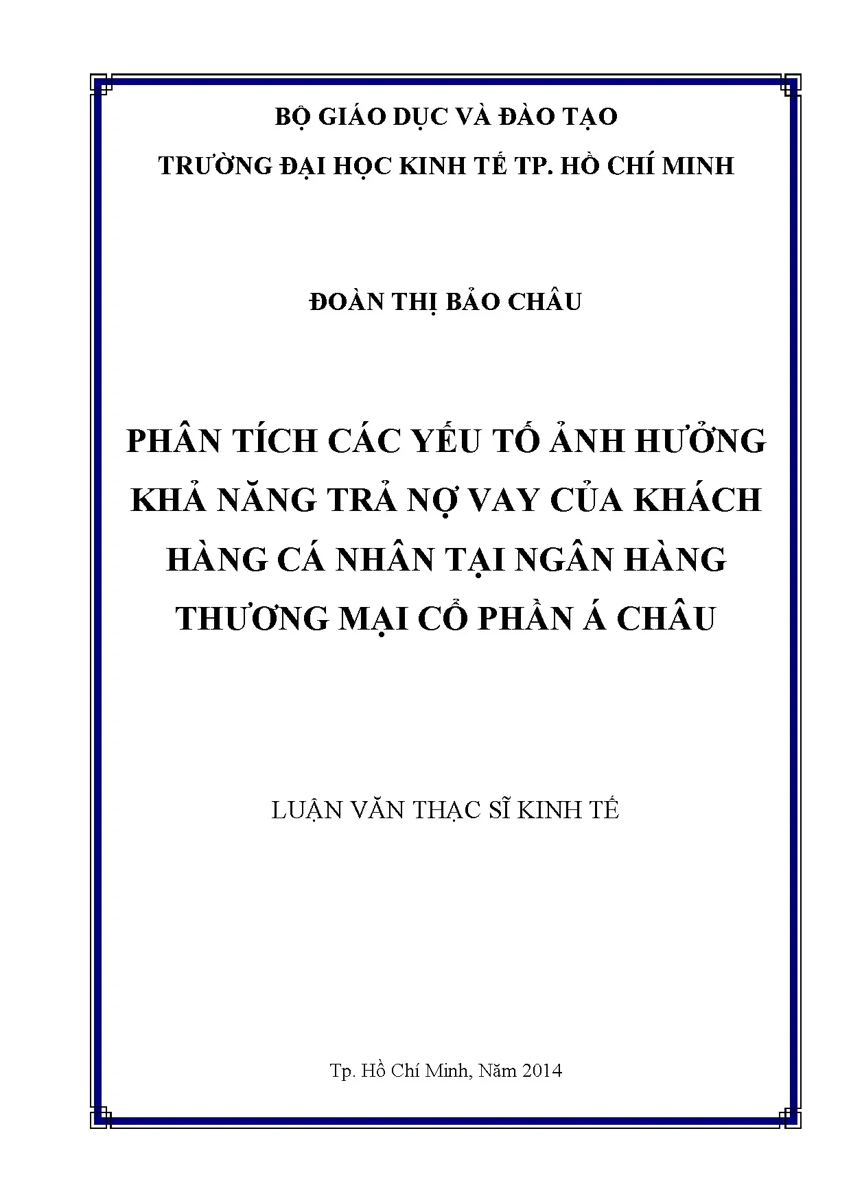 Yếu tố ảnh hưởng khả năng trả nợ cá nhân tại ACB
