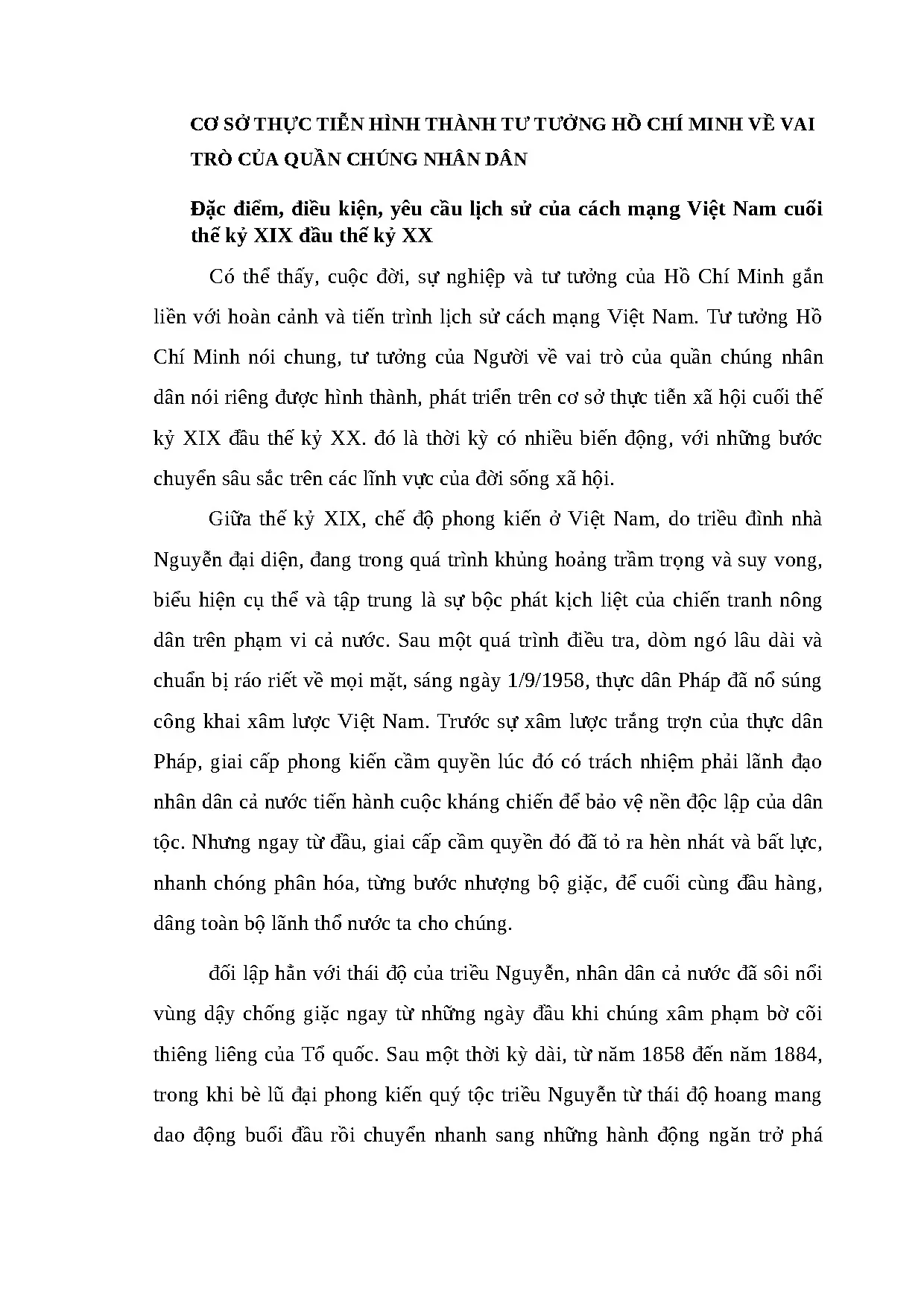 Tư tưởng Hồ Chí Minh về vai trò quần chúng