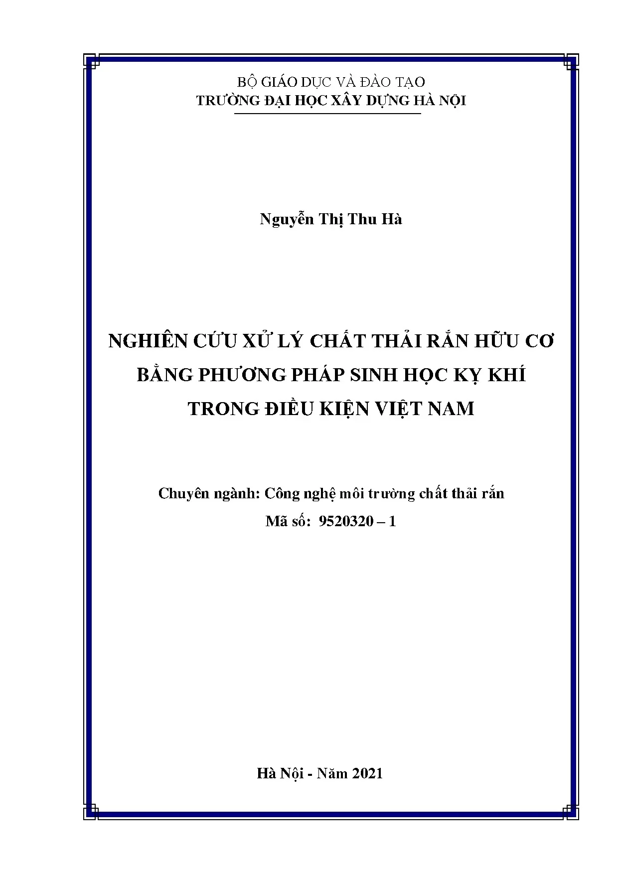 Xử lý chất thải rắn hữu cơ bằng sinh học kỵ khí tại Việt Nam