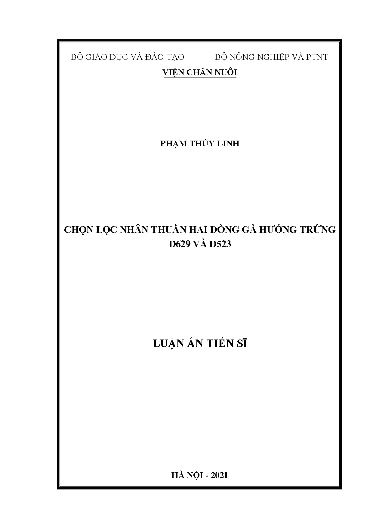 Chọn lọc nhân thuần gà hướng trứng D629, D523