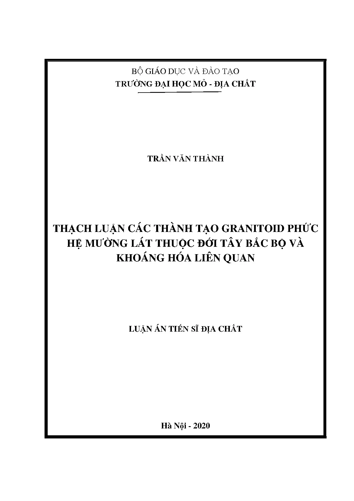 Luận án tiến sĩ thạch luận granitoid phức hệ Mường Lát