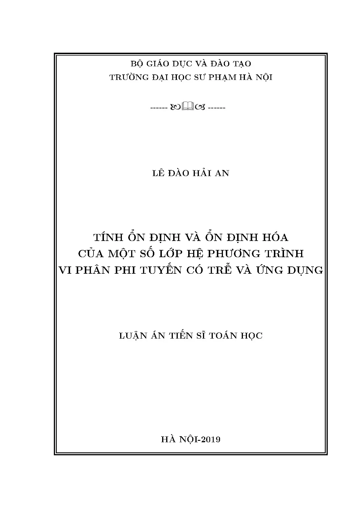 Tính ổn định và ổn định hóa hệ phương trình phi tuyến có trễ