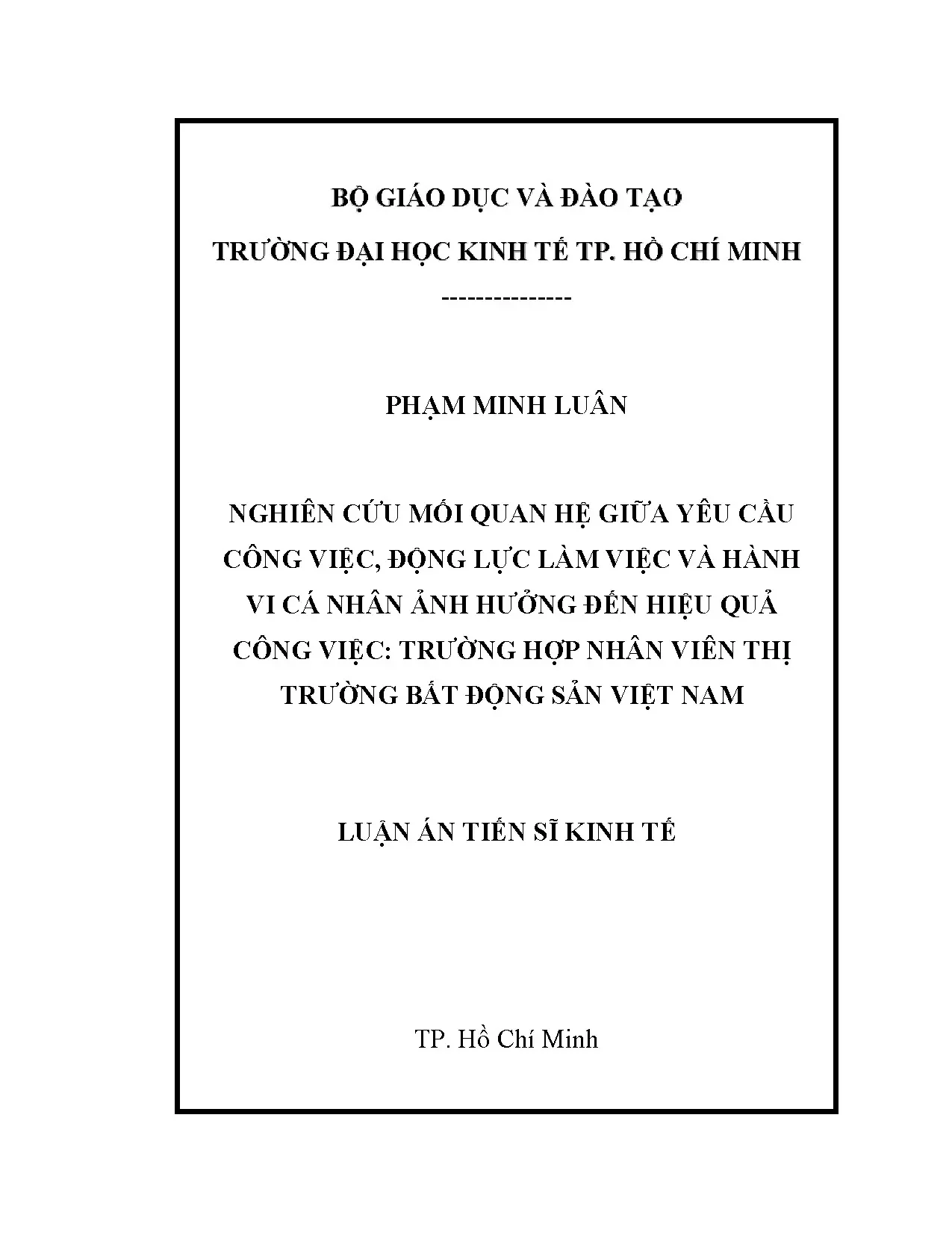 Nghiên cứu mối quan hệ động lực làm việc và hiệu quả công việc nhân viên bất động sản