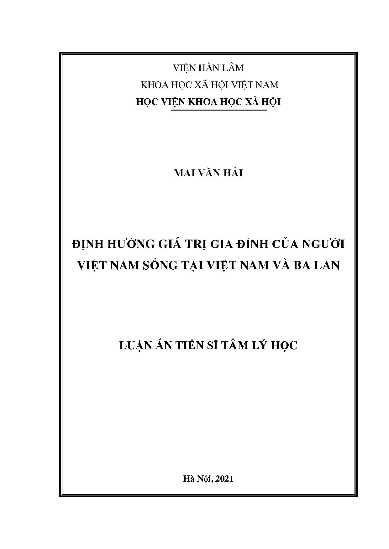 Định hướng giá trị gia đình người Việt tại Việt Nam và Ba Lan