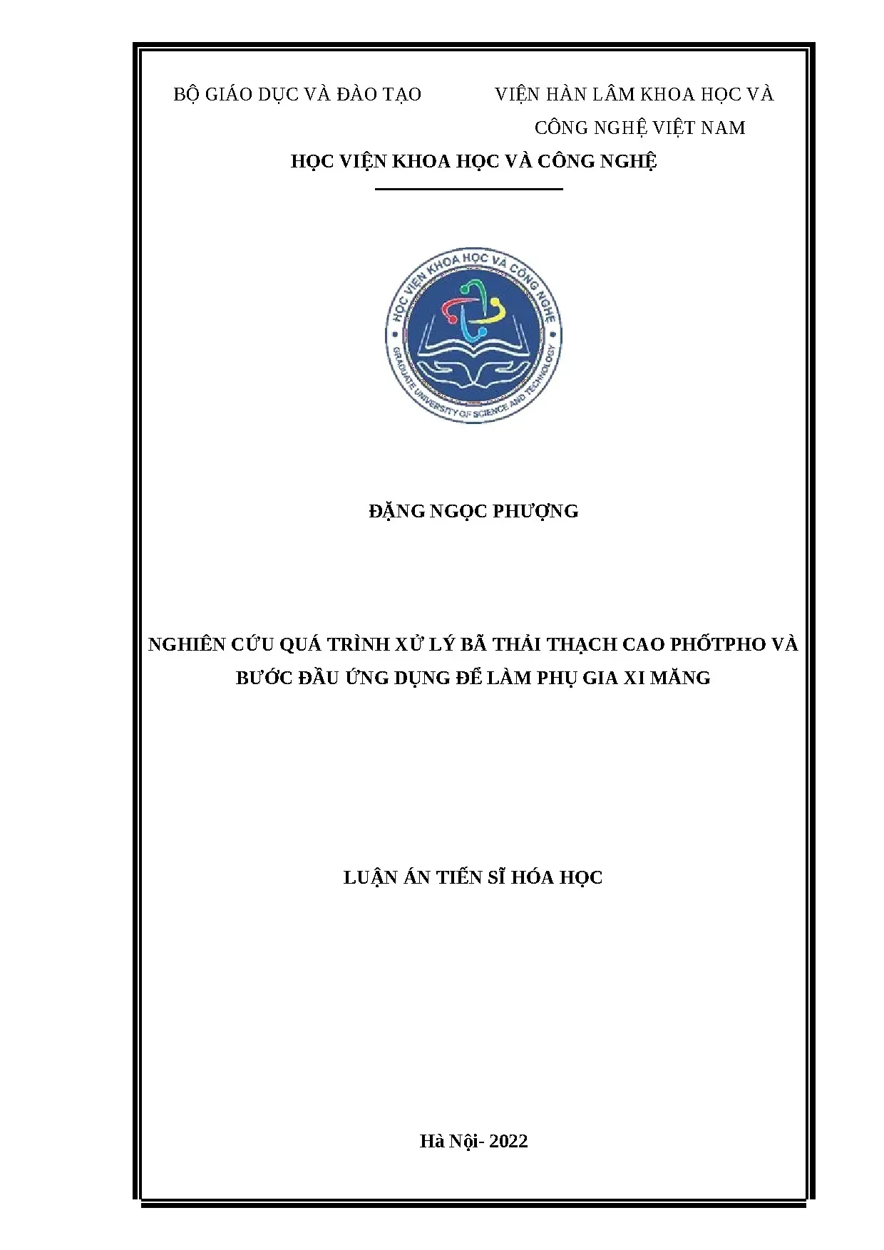 Nghiên cứu xử lý bã thải thạch cao phốtpho làm phụ gia xi măng