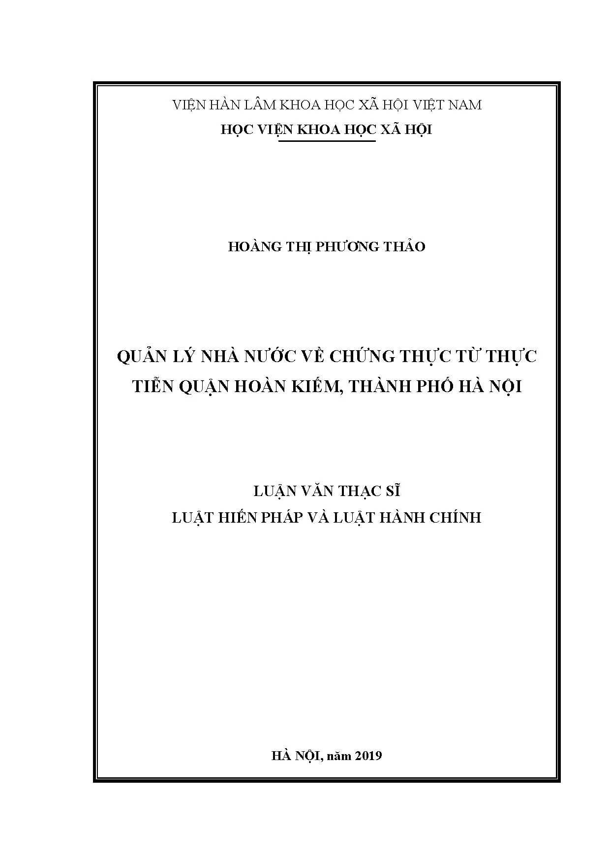 Quản lý nhà nước về chứng thực quận Hoàn Kiếm Hà Nội