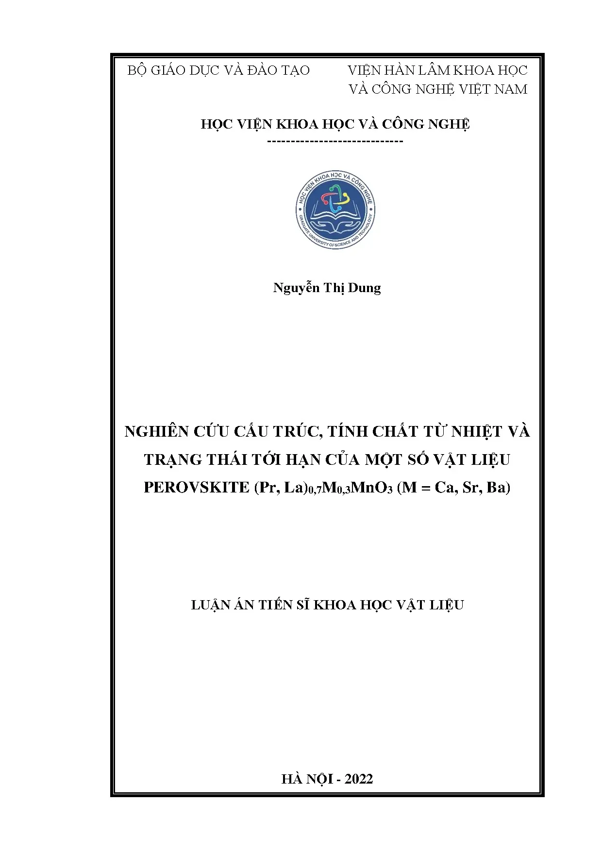 Tính chất từ nhiệt vật liệu Perovskite Pr0,7M0,3MnO3