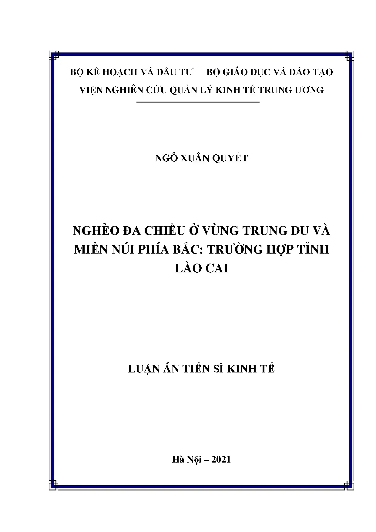 Luận án tiến sĩ về nghèo đa chiều tại Lào Cai, vùng Trung du miền núi phía Bắc