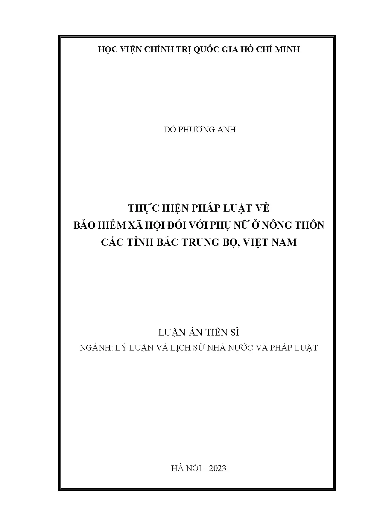 Thực hiện pháp luật bảo hiểm xã hội cho phụ nữ nông thôn Bắc Trung Bộ