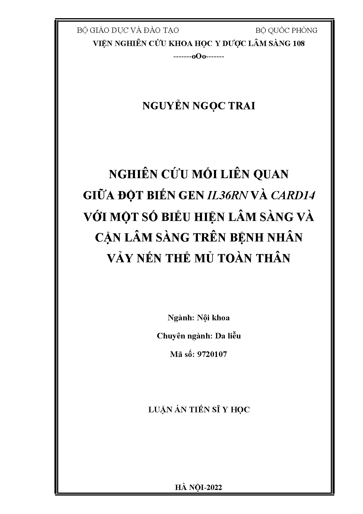 Nghiên cứu đột biến gen IL36RN, CARD14 và vảy nến thể mủ toàn thân
