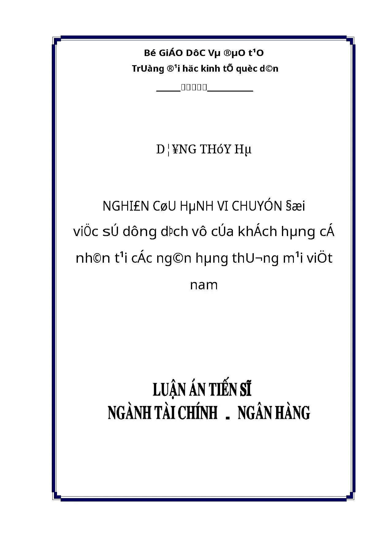 Hành vi chuyển đổi dịch vụ ngân hàng cá nhân tại Việt Nam