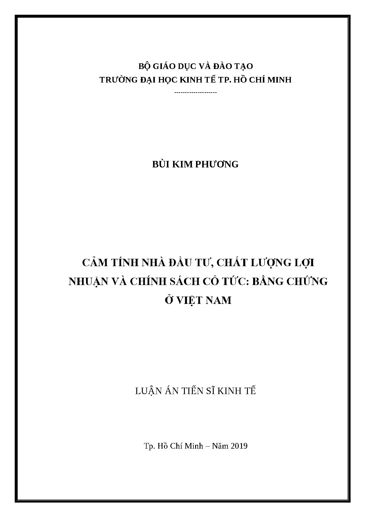 Cảm tính nhà đầu tư, Lợi nhuận & Cổ tức tại Việt Nam